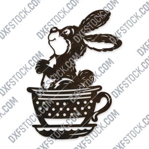 Cute bunny cup rabbit design files - DXF SVG EPS AI CDR