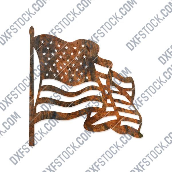 American flapping flag design files - SVG DXF EPS AI CDR