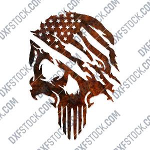 Tattered American Flag skull Design files