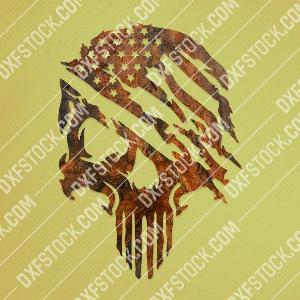 Tattered American Flag skull Design files