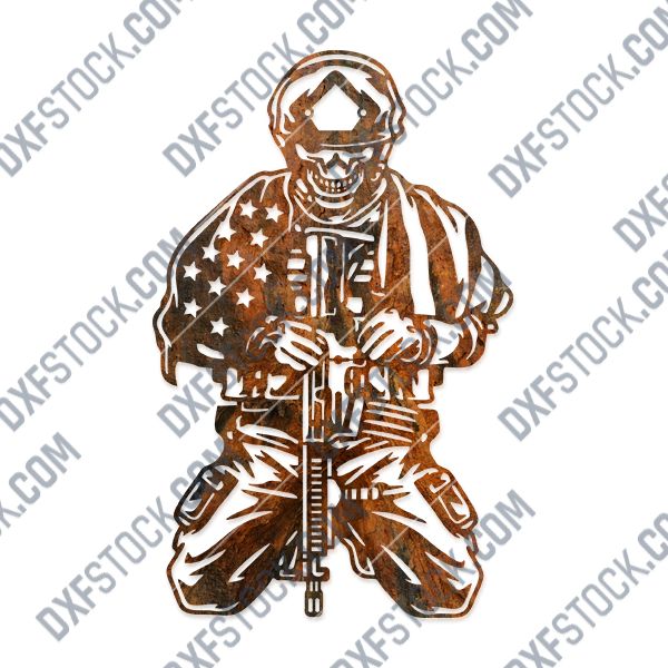 Kneeling soldier skull american flag design files