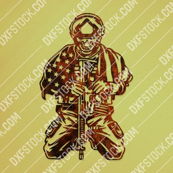 Kneeling soldier skull american flag design files