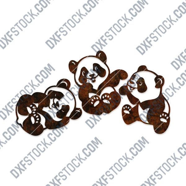 Three panda babies vector design files