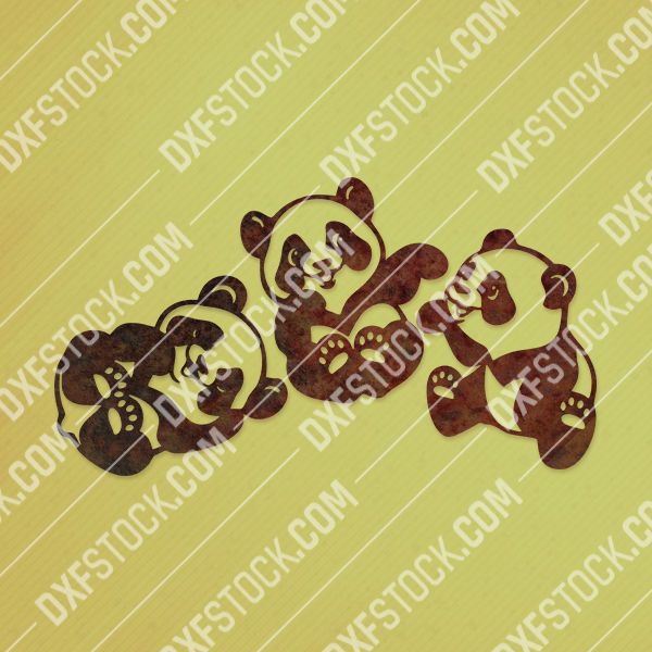 Three panda babies vector design files