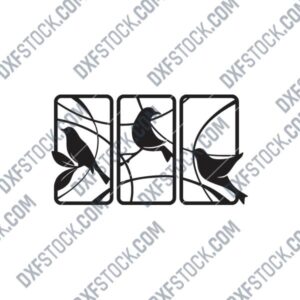 Elegant Bird Panel DXF Design