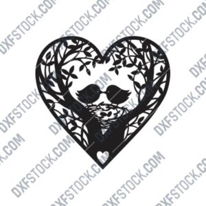 Lovely Birds Heart DXF File