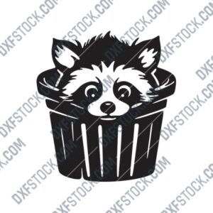 Raccoon in Trash DXF File