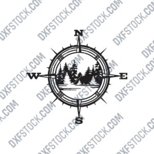 Trees Compass Scene DXF File