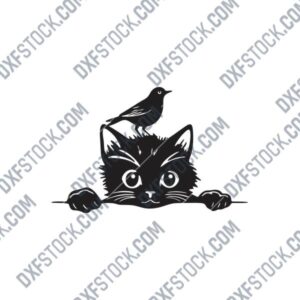 Cat with Bird DXF Files