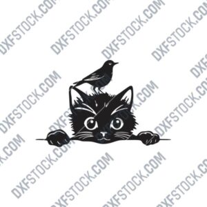 Cat with Bird DXF Files